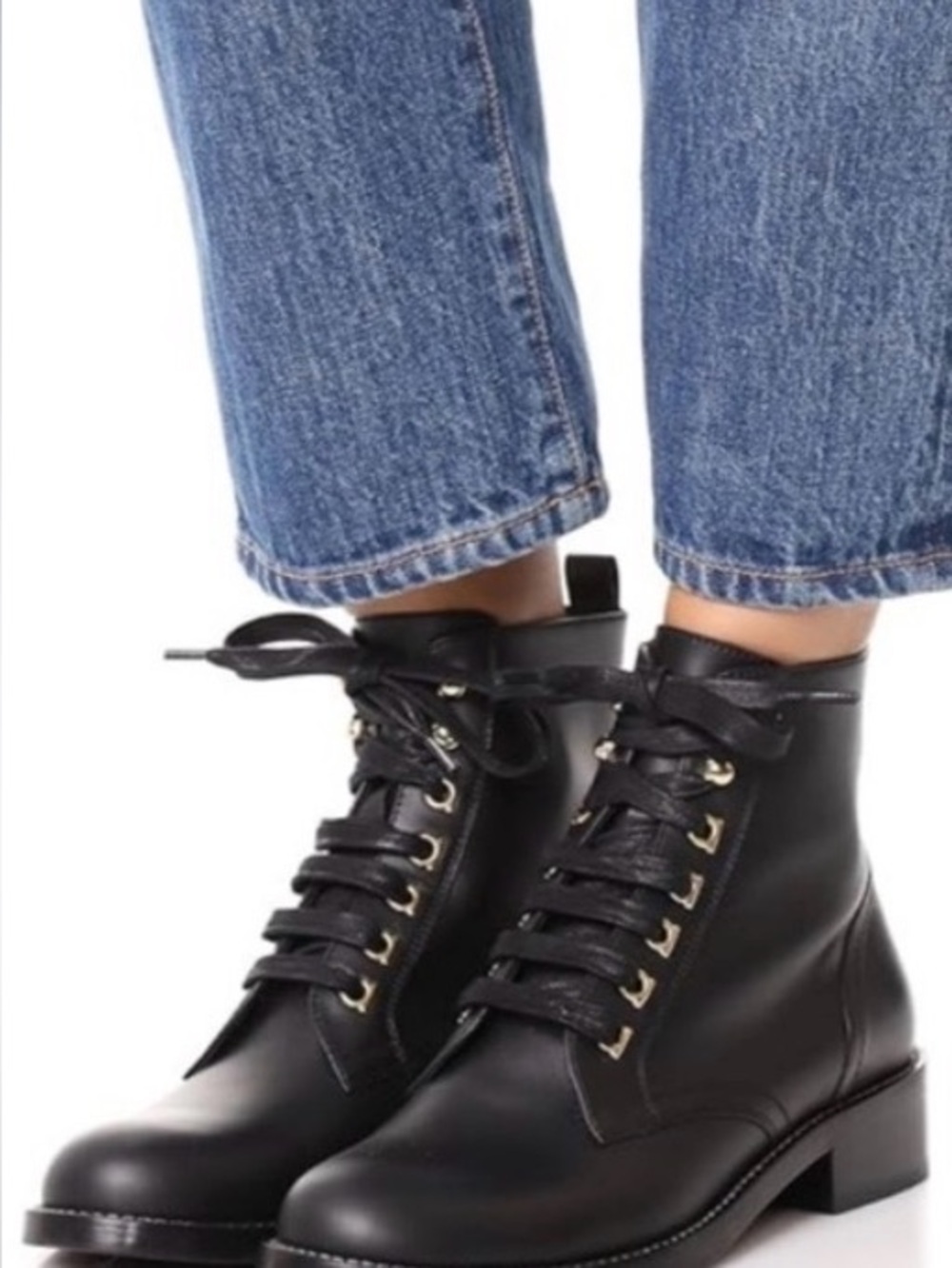 Salvatore Ferragamo Black Leather Lace-Up Boots Size 5.5
